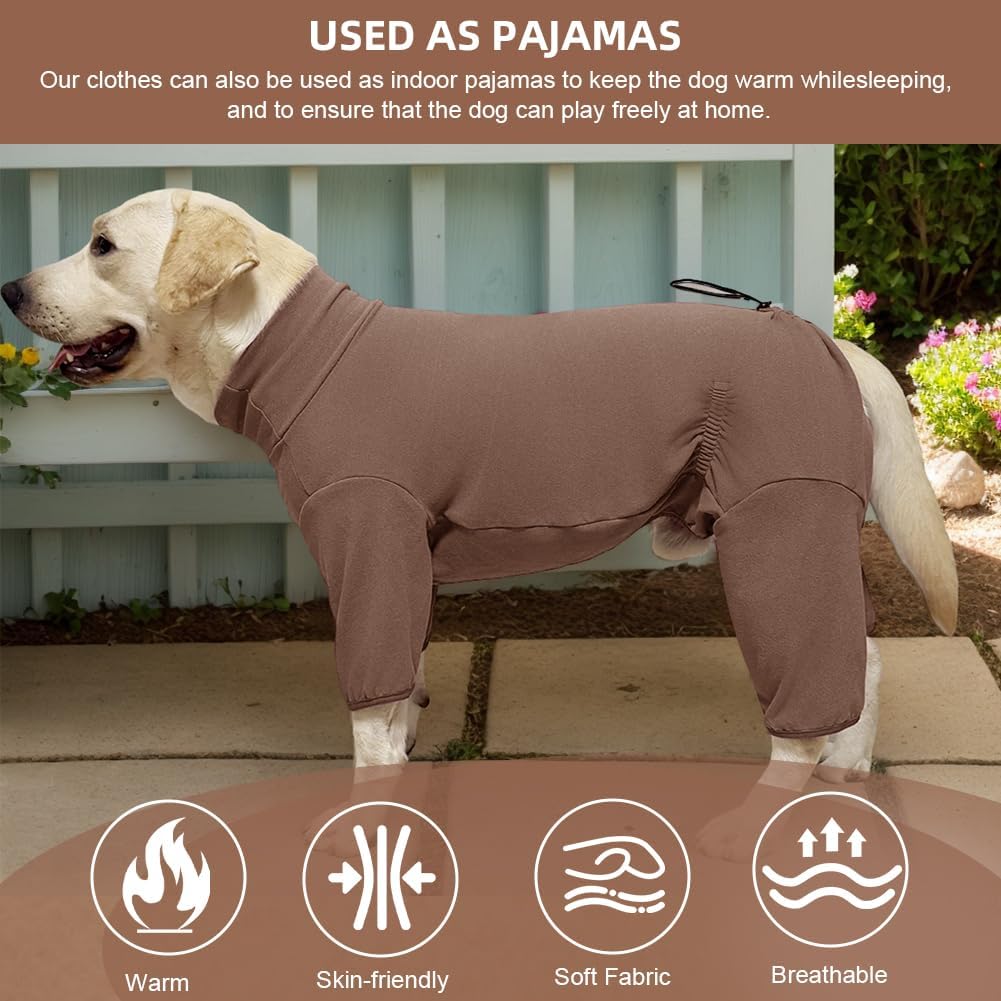 Dog Pyjamas PJS Sweater Clothing and Home Clothing Suitable for Medium to Large Breeds of Dogs, Dog Neutering Suits, Extra-Large Stretch Fabric, Four-Legged Clothe (Thickened Coffee, 5XL)
