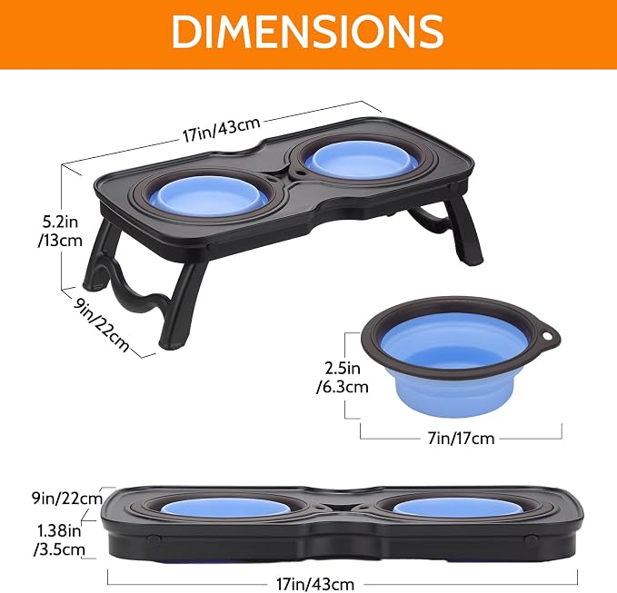 Raised Dog Food Bowl Set, Elevated Silicone Pet Food Bowl with Stand for Dogs and Cats