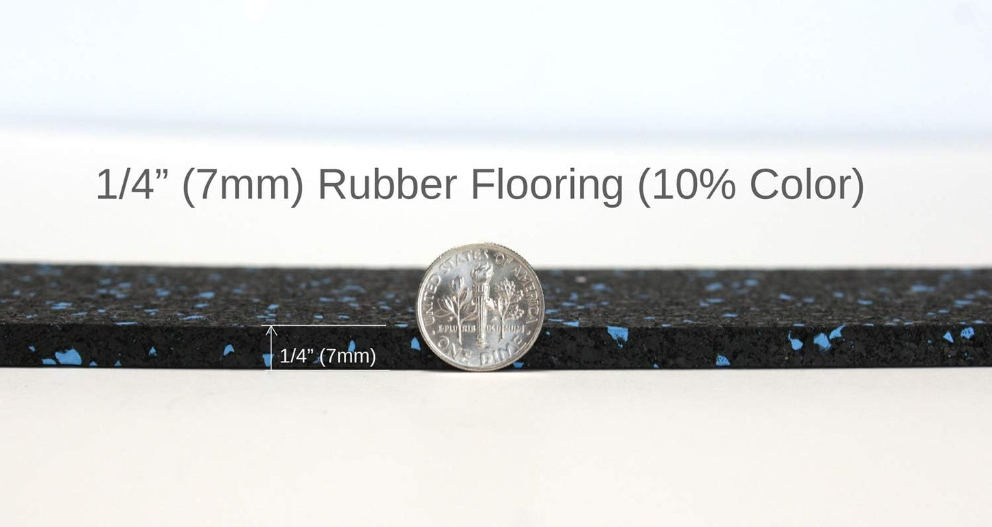 American Floor Mats 1/4in (7mm) Thick 10% Grey 4' x 17' Heavy Duty Rubber Rolls, Protective Exercise Mats, Home Gym Rubber Flooring