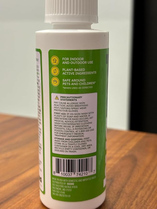BugMD Ant Killer & Bug Spray Concentrate - Indoor Cockroach and Roach Killer, Spider Spray for Home, Fly and Insect Defense, Essential Oils, Plant-Powered, Eco-Friendly Pest Control - 3.7 Oz