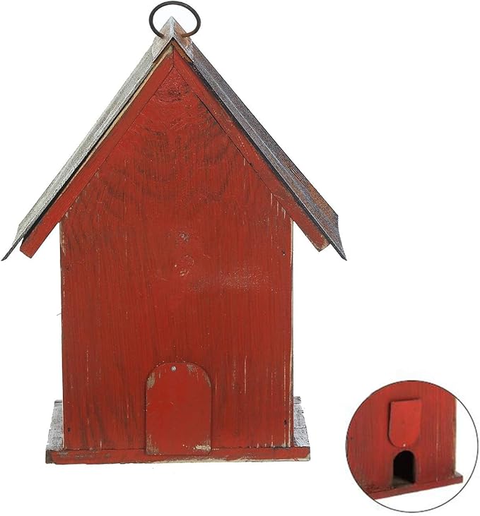 Topadorn Christmas Birdhouse, Hanging Wooden Garden Bird House for Outside, Unique for Bird Lovers, Outdoor Holiday Garden Decor for Blue Bird, Cardinals, Sparrow, Chickadee