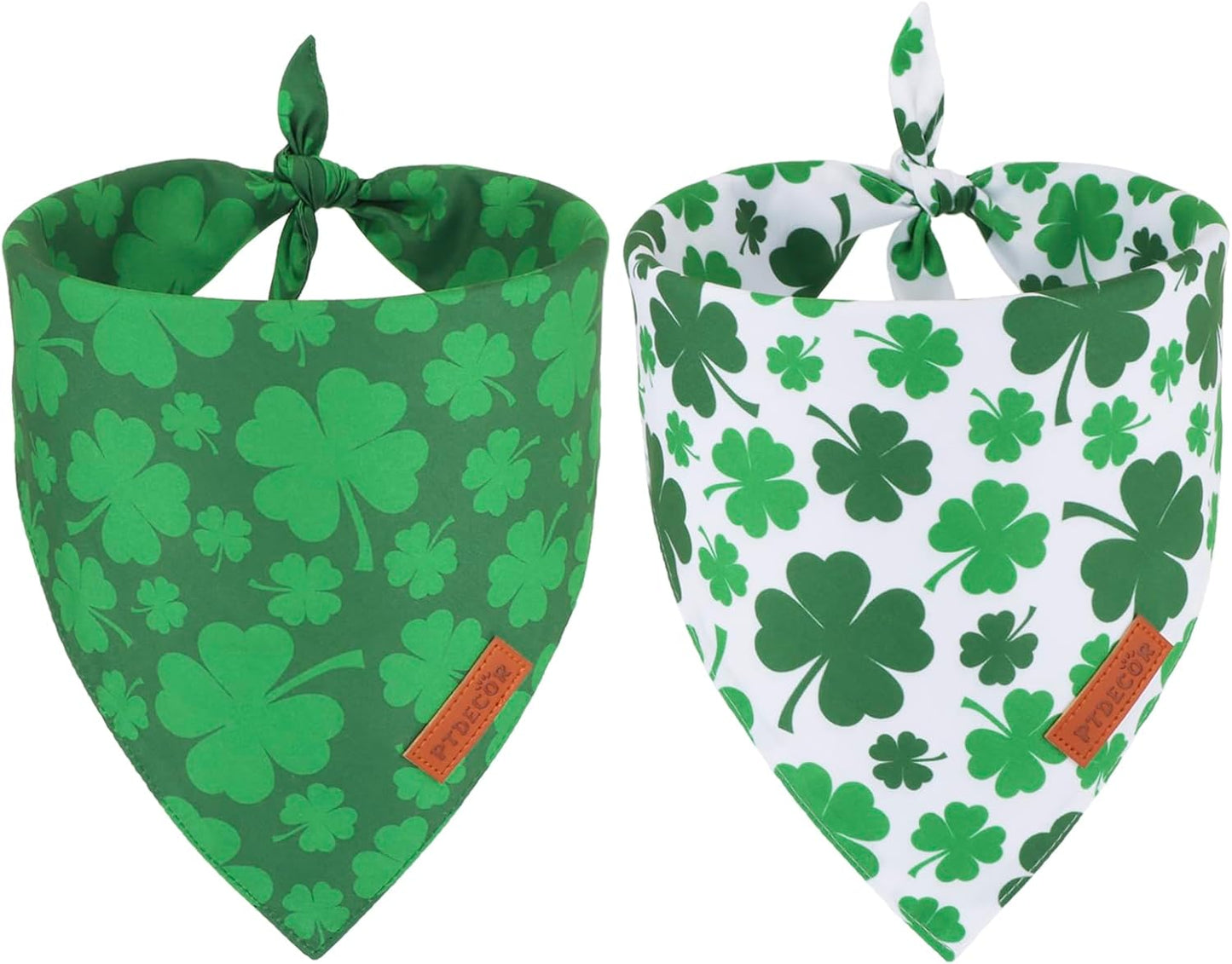 PTDECOR St. Patrick's Day Dog Bandana, Reversible Dog Scarf, Multi Size Offered, Green Shamrock Pet Bandanas for Medium Large Dogs Pets (St. Patrick's Day, Large)