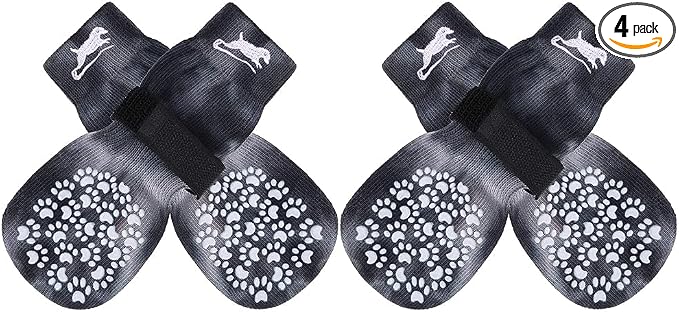 EXPAWLORER Anti Slip Dog Socks to Prevent Licking Paws, Dog Shoes for Hot Pavement, Dog Booties for Small Medium Large Senior Dogs, Traction Control Boots & Paw Protectors for Hardwood Floors
