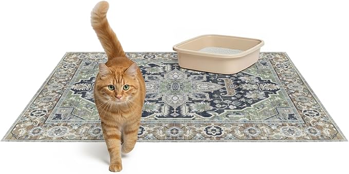 Lovewag Cat Litter Mat, Litter Box Mat, Sage Forest, 36x48, 2 Pack | Washable litter mat cover, kitty litter mat & cat mat for litter box, litter trapping mat, prevents tracking, multi-cat
