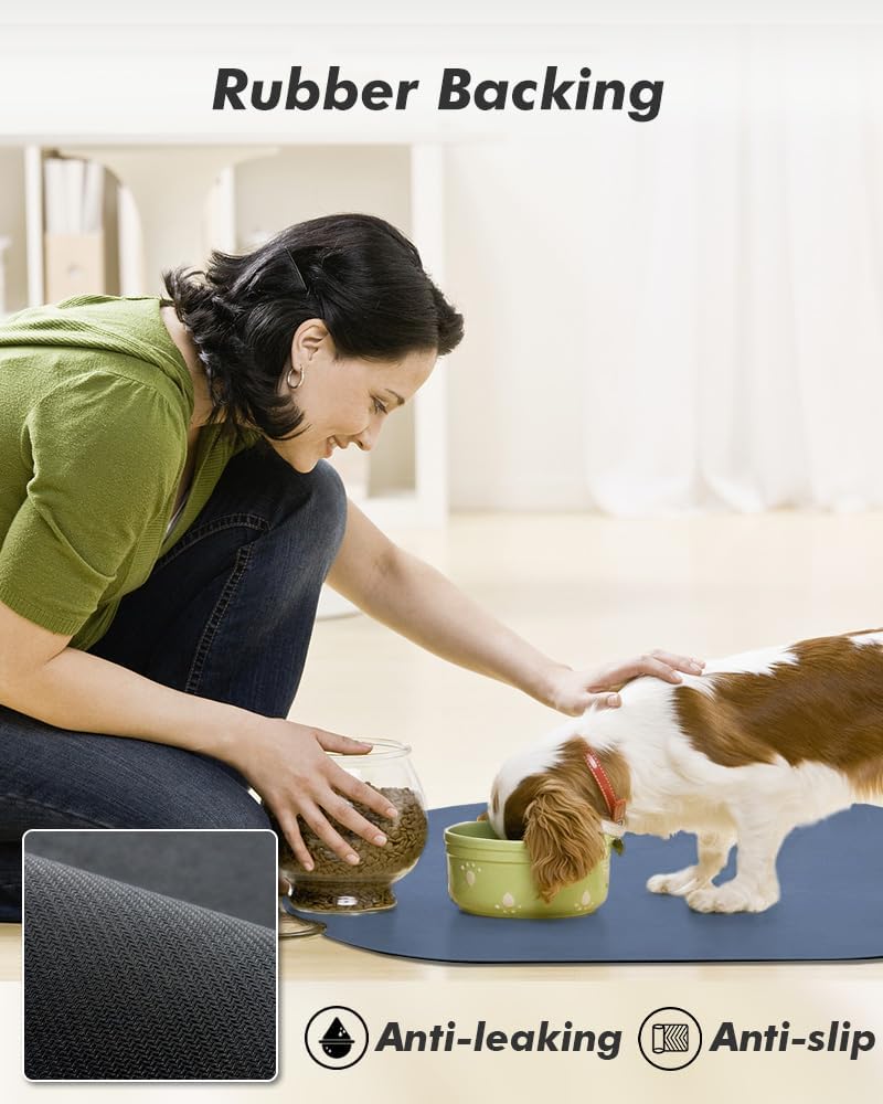 Absorbent Dog Food Mat-Dog Cat Mat for Food and Water Bowl, Quick Dry Pet Food Mat, No Stains Pet Feeding Pad, Cat Accessories Pet Supplies Mat for Messy Drinkers