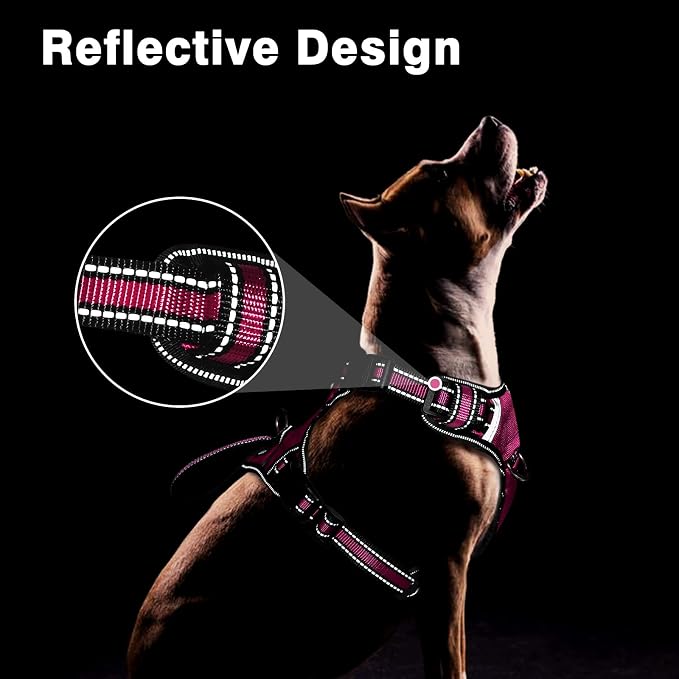 Service Dog Vest No Pull Dog Harness with 7 Dog Patches, Reflective Pet Harness with Durable Soft Padded Handle for Puppies, Small, Medium, Large, and Extra-Large Dogs