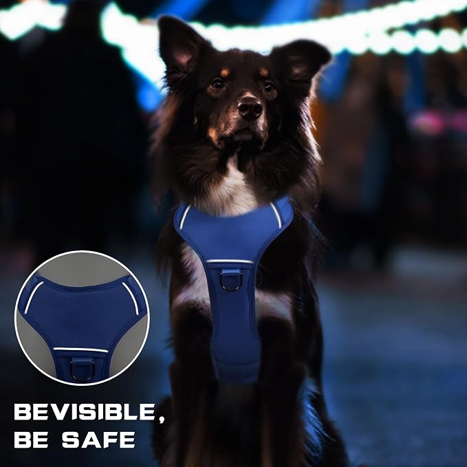 Service Dog Vest Harness for Large Dogs,No Pull with 3 Leash Clips,Tactical Working Vest with 4 Pet Patches,Reflective Oxford No Choke Pet Vest with Easy Control Handle for Walking Hiking Training