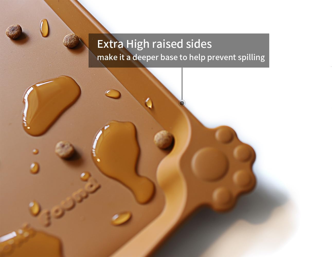 Hoki Found XX-Large Non Slip Silicone Pet Food Mats - Bowl Mats Tray - Feeding Mat for Carpet, Dogs, Cats - Waterproof - Butterscotch