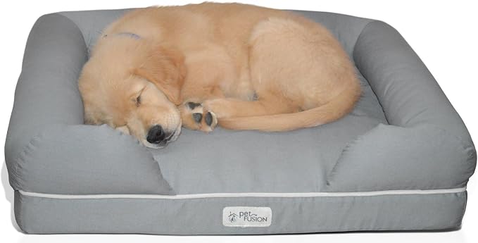 PetFusion Ultimate Dog Bed, Orthopedic Memory Foam, Multiple Sizes and Colors, Medium Firmness Pillow, Waterproof Liner, YKK Zippers, Breathable 35% Cotton Cover