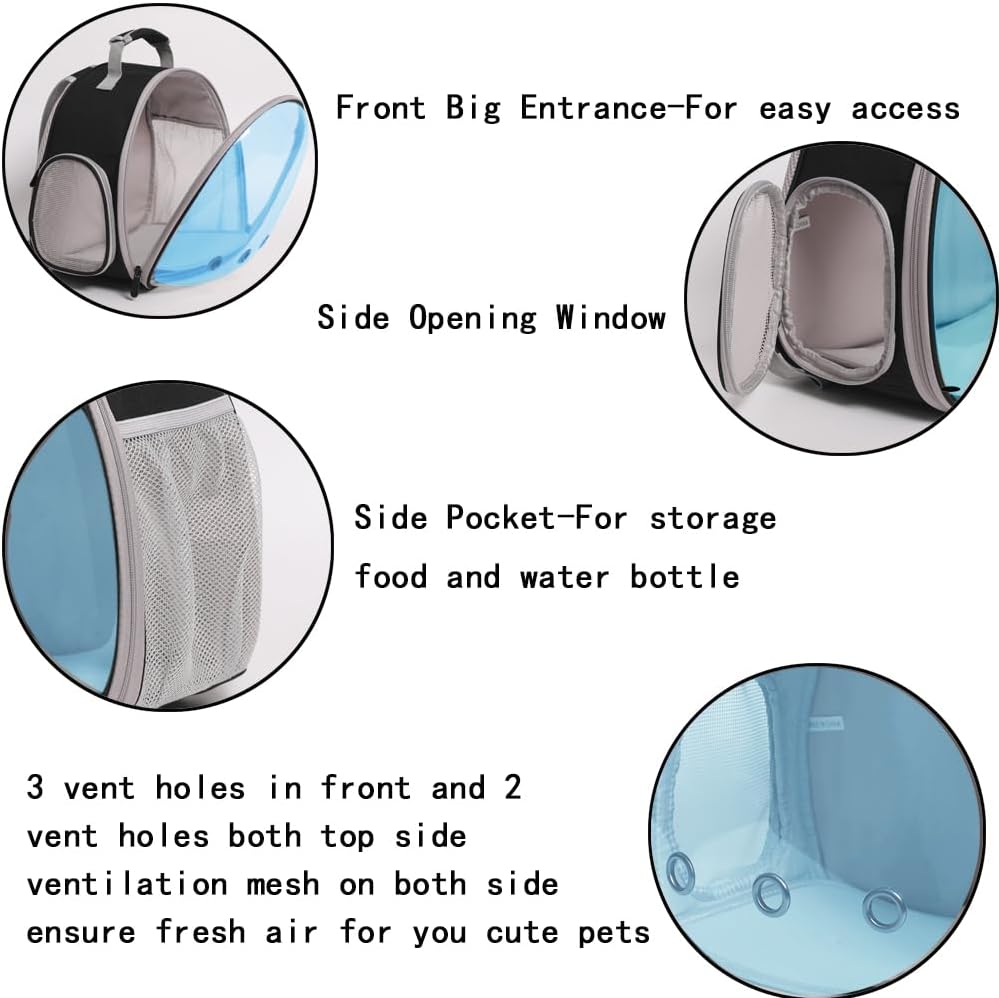 Bearded Dragon Travel Carrier Backpack with Soft Warm Mat Set,Lizard Backpack Carrier,Space Capsule Clear Bubble Window Astronaut Reptile Carrier Backpack for Guinea Pig,Sugar Glider,Bunny