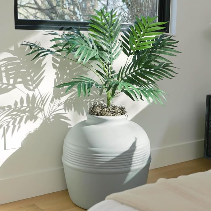 Good Pet Stuff Original Hidden Litter Box Planter, Decorative Cat Litter Enclosure with Carbon Filter, Artificial Palm Plant, Upgraded Design, Easy to Clean, Base Kit, Stone Gray