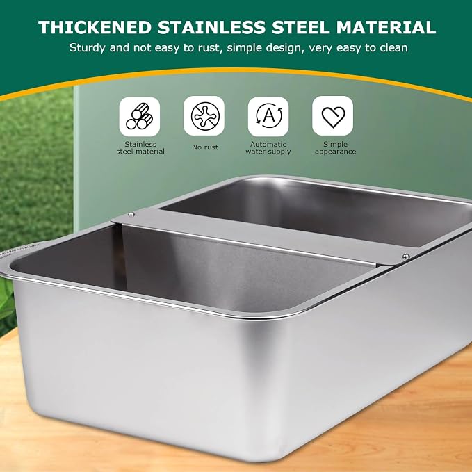 6 Gallon Automatic Dog Water Bowl Dispenser Outdoor Dog Waterer | Stainless Steel Outside Extra Large Self Filling Auto Water Bowl for Dogs Cats Pets Livestock Chicken