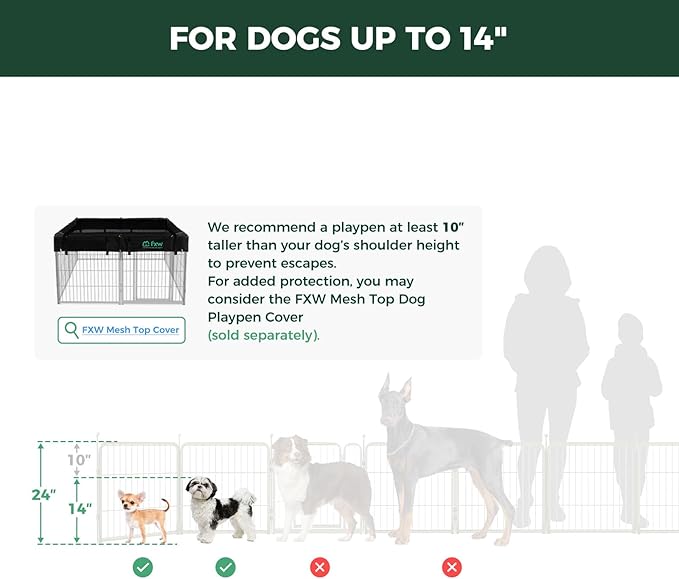 FXW Rollick Unleashed Dog Playpen for Indoor, Yard, RV Camping, 24 inch 48 Panels for Small and Puppy Dogs, White│Patented
