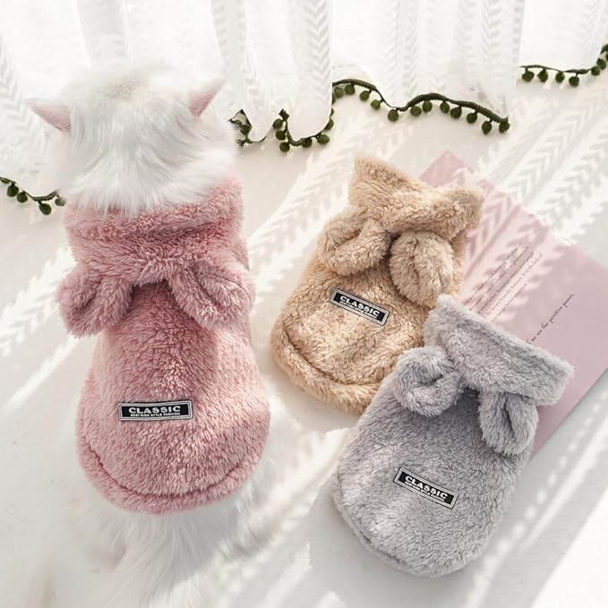 Selena Cat Bunny Ears Costume Cute Dog Kitten Hoodies Sweater Rabbit Ears Puppy Pet Apparel (XXX-Large,Gray)
