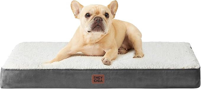 EHEYCIGA Orthopedic Dog Beds, Egg Crate Dog Bed Pet Mat with Washable Removable Cover, All Size Dogs | Egg Crate Foam Support, Durable Oxford fabric, Non-Slip Bottom, Machine Washable, Soft Waterproof Plush Pet Bed Mat For Crate