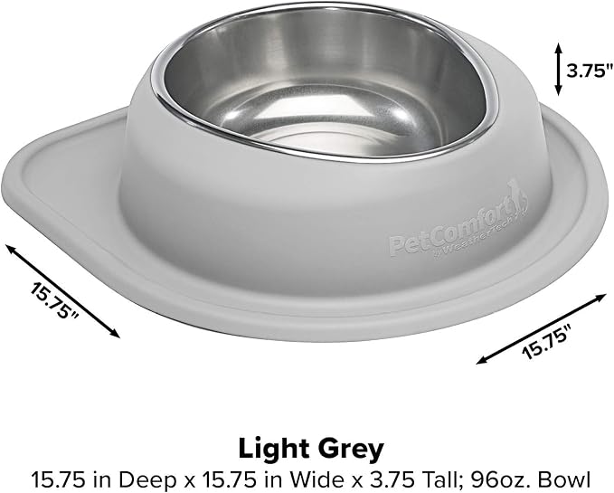 WeatherTech Single Low Pet Feeding System - Heavy-Duty Dog & Cat Food/Water Bowl - 96 oz (12 Cups) Light Grey (SL9603LG)