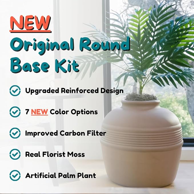 Good Pet Stuff Original Hidden Litter Box Planter, Decorative Cat Litter Enclosure with Carbon Filter, Artificial Palm Plant, Upgraded Design, Easy to Clean, Base Kit, Mocha Brown