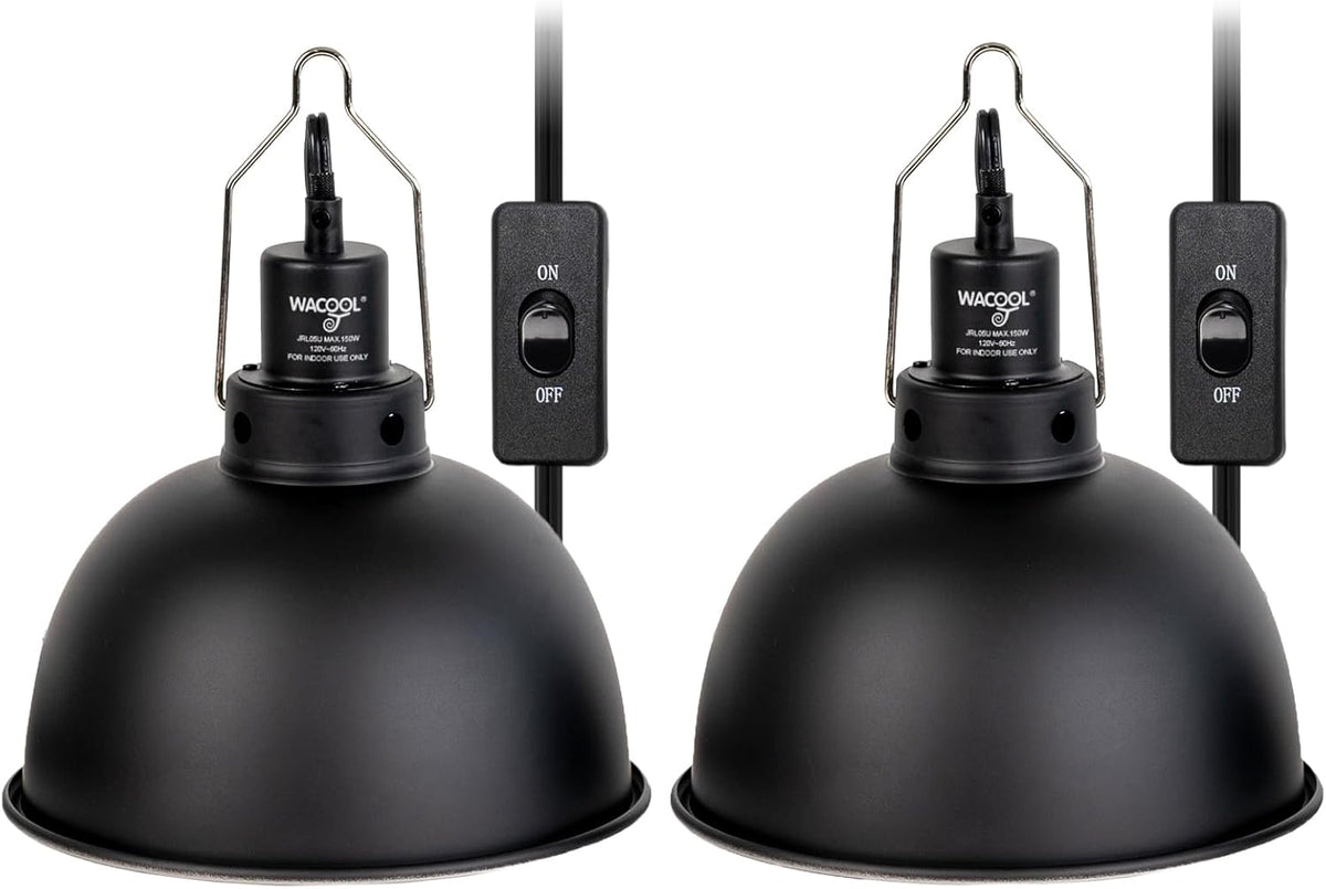 Reptile Light Fixture 2 Pack, 8.5 in Deep Dome Reptile Heat Lamp Fixture, Optical Reflection Terrarium Light Fixture for Reptile UVB UVA Heat Basking Bulbs, Separate Switch & Hook
