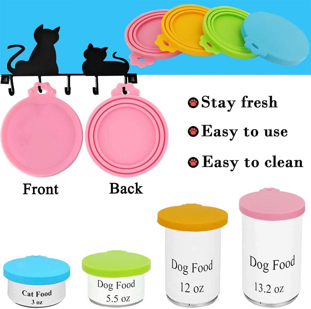 Can Lids/Universal BPA Free Silicone Pet Can Cover Lids for Dog and Cat Food/One Can Cap Fit Most Standard Size Canned Dog Cat Food（4 Pack）