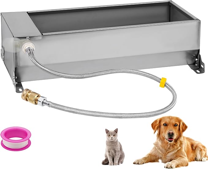 Automatic Livestock Water Trough Large Capacity, Self Filling Dog Waterer | Outdoor Animal Drinking Water Bowl Dispenser with Float Valve, Stainless Steel Water Trough for Horse,Goat,Pig,Dog,Sheep