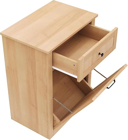 10 Gallon Tilt Out Trash Can Cabinet with Drawer, Hidden Trash Can, Wood | Cabinet with Drawers for Kitchen, Bathroom and Laundry Room