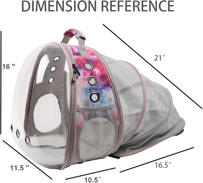 Galaxy Pink Cat Backpack Carrier for Kitten, Fit up to 12 lbs, Space Capsule Astronaut Expandable Pet Bag to Carry Small Animals, Bunny and Puppy, Cat Transport Vet Vist Bag