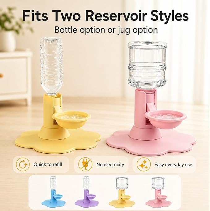 Automatic Pet Water Dispenser,Flow Self Refilling Cat & Dog Water Bowl | Portable Bottle Outdoor Jug, 3 Gallon No Spill, Washing Station for Pets, Feeder, Fountain, Storage(Pink,Includes Bottle)