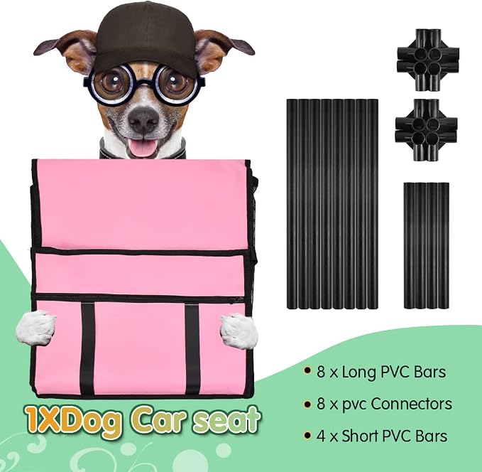Dog Car Seat Puppy Portable Pet Booster Car Seat with Clip-On Safety Leash and Stable Fram, Anti-Collapse,Perfect for Small Pets