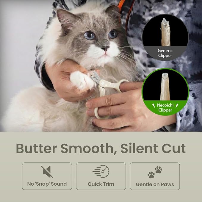Necoichi Purrcision Feline Nail Clippers | Lever Principle Cat Nail Clipper | Butter-Smooth Cuts | Made in Japan, Seki Swordsmith Craftsman | Stainless Steel Cat Claw Trimmer for Indoor Cats (Gray)