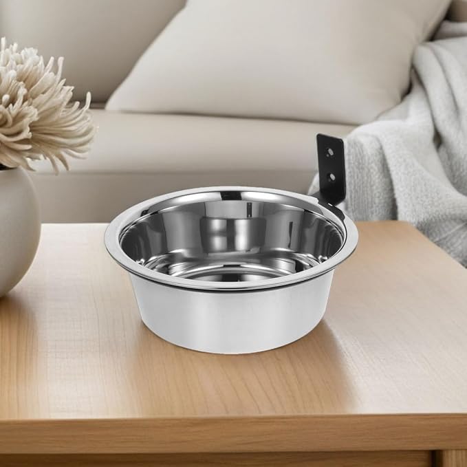 Elevated Dog Bowls Wall Mounted Feeding Station Stainless Steel Raised Pet Food and Water Bowls 8-inch Set of 2 for Indoor and Outdoor Use