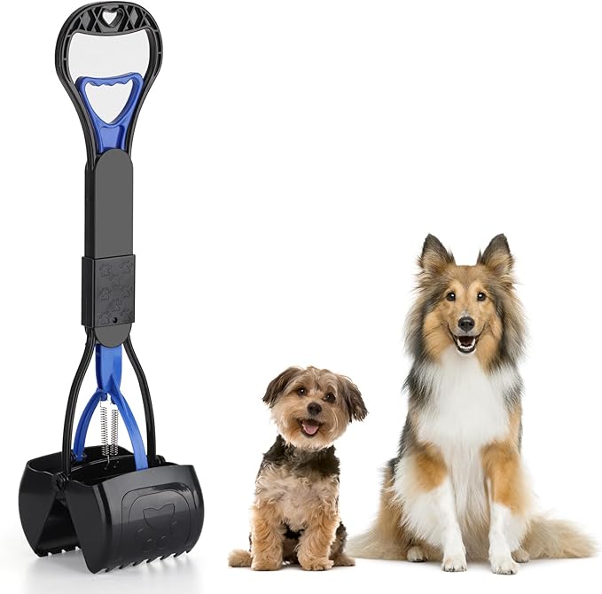 Non-Breakable Pooper Scooper for Dogs and Cats with Long Handle High Strength Material and Durable Spring for Easy Grass and Gravel Pick Up