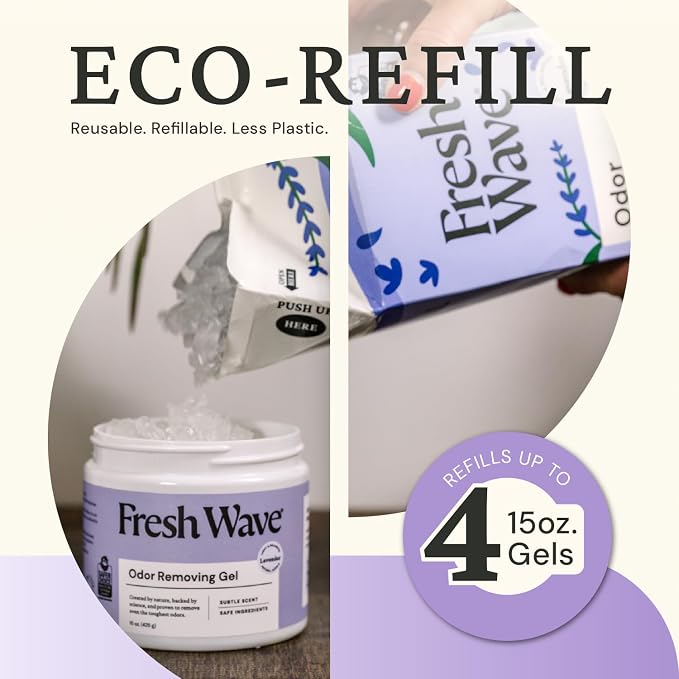 Fresh Wave Lavender Odor Removing Gel, 15 oz. | Odor Absorbers for Home | Safer Odor Relief | Natural Plant-Based Odor Eliminator | Every 15 oz. Lasts 30-60 Days | for Cooking, Trash & Pets