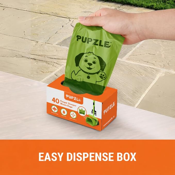 Pupzle Pooper Scooper Bags for Arm & Hammer, FUSBUNTY, MXF, and TIMINGILA | 40 Pooper Scooper Bags Refill for Swivel Bin, Green