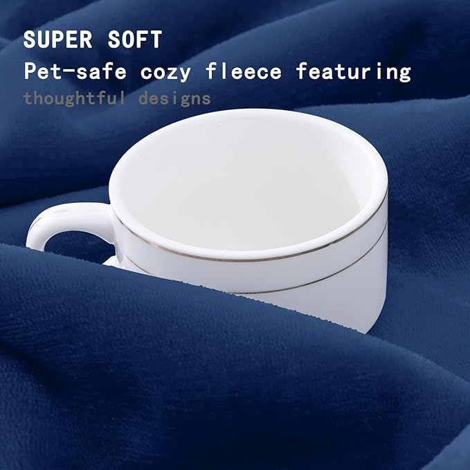 Smiry Waterproof Dog Bed Blanket, Leakproof Pet Throw Blanket for Bed Couch Sofa, Reversible Sherpa Fleece Furniture Protector Cover for Small Medium Large Dogs Cats (Navy Blue, 60x80 inches)