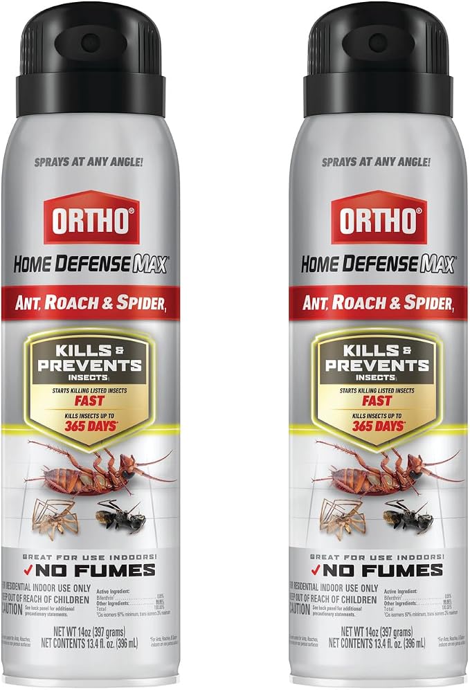 Ortho Home Defense Max Ant, Roach and Spider1 - Indoor Insect Spray, Kills Ants, Beetles, Cockroaches and Spiders (as Listed), No Fumes Bug Spray, 14 oz. (2-pack)