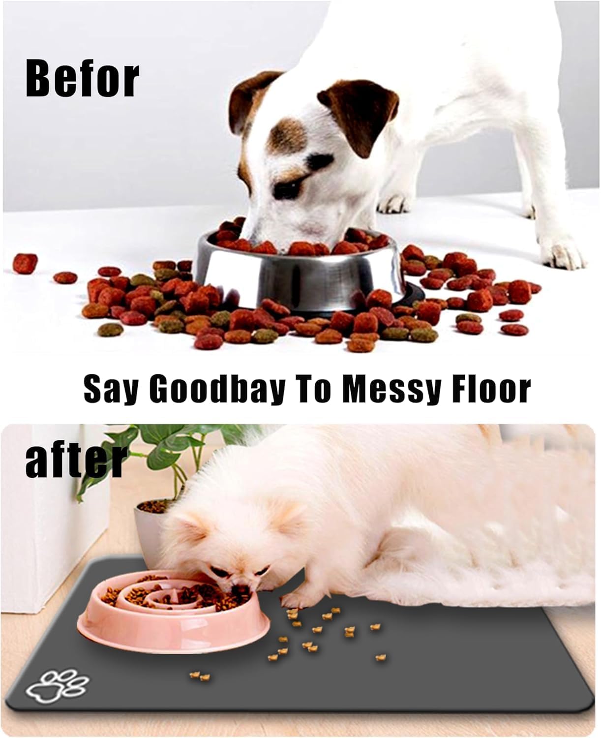 Large Boho Dog Food Mats for Floors, Absorbent Dog Bowl Mat for Food and Water Dispenser Mat, Quick Dry Cat Food Mat Pet Supplies (Dark Vintage, 36 * 24)