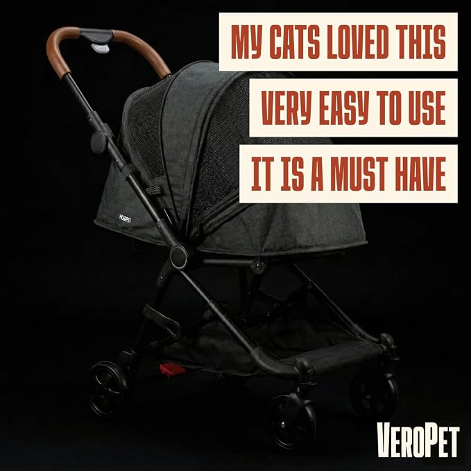 Pet Stroller for Small & Medium Dogs & Cats Lightweight Foldable Travel Stroller with Smooth 4-Wheel Ride, Breathable Mesh, Storage Basket & Aluminum Frame Comfortable & Easy to Maneuver