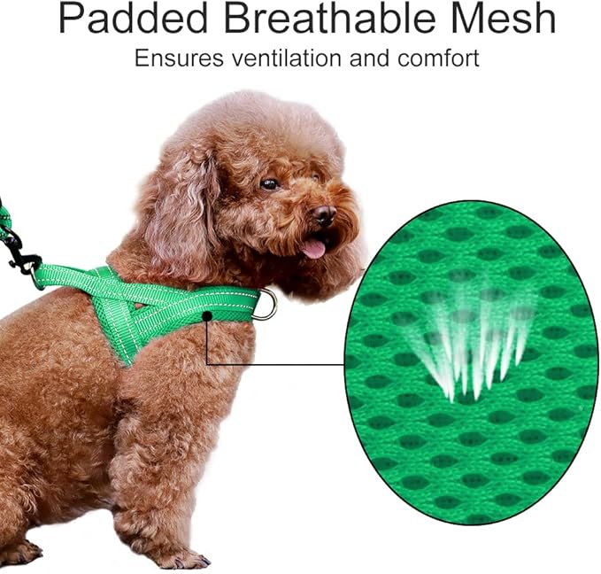 Plutus Pet No Pull Dog Harness for Puppy Small Dogs, Breathable Mesh Padded | Adjustable Reflective with Handle, Escape Proof, Quick Fit Pet Vest, Front Clip, for Training and Walking, Green, XS