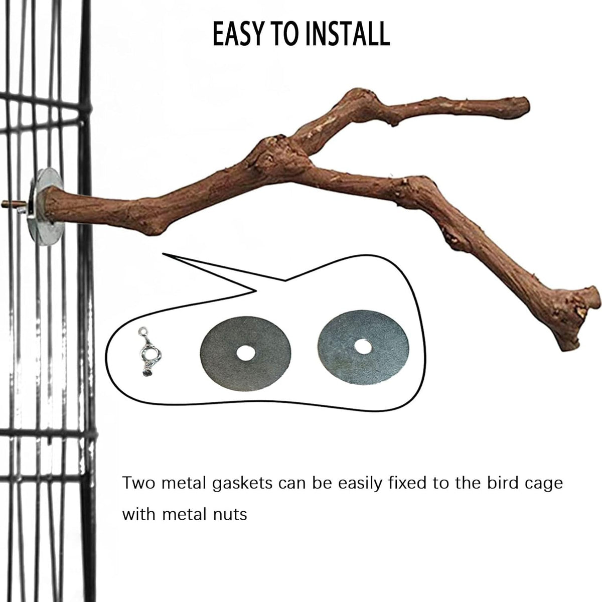 PINVNBY Bird Perch for Cage,3Pcs Parrot Perches Natural Grape Wood Birdcage Stands Pole 4Pcs Birds Toys Ball for Parakeet Lovebirds Budgies Cockatiels Finches