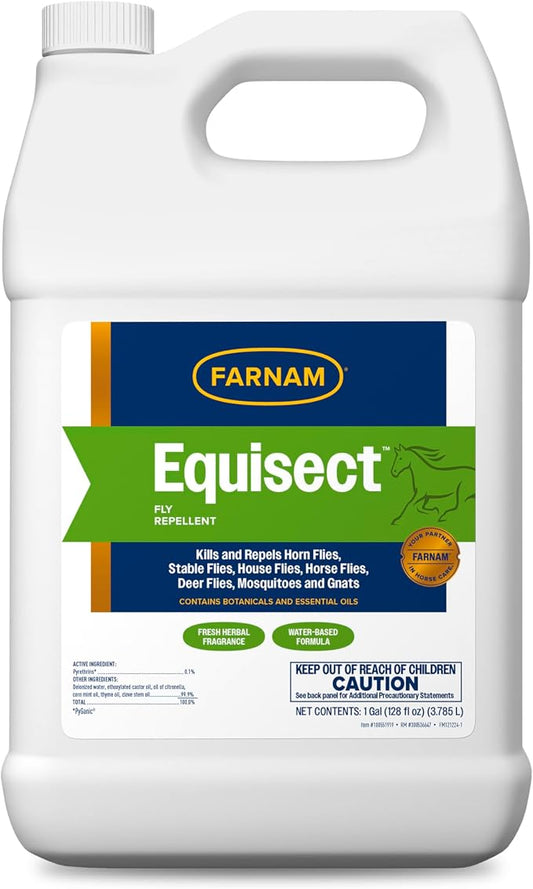 Farnam Equisect Natural Fly Spray for Horses, Dogs and Cats, Fly Repellent,128 Oz Refill