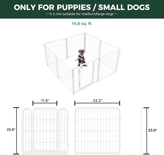 FXW Homeplus Indoor Dog Playpen with Camera Mount, 24" H, 8 Panels | Calm Indoor Play Area, Wider Viewing Angles with Stable Support, for Puppies & Small Dogs, Patented