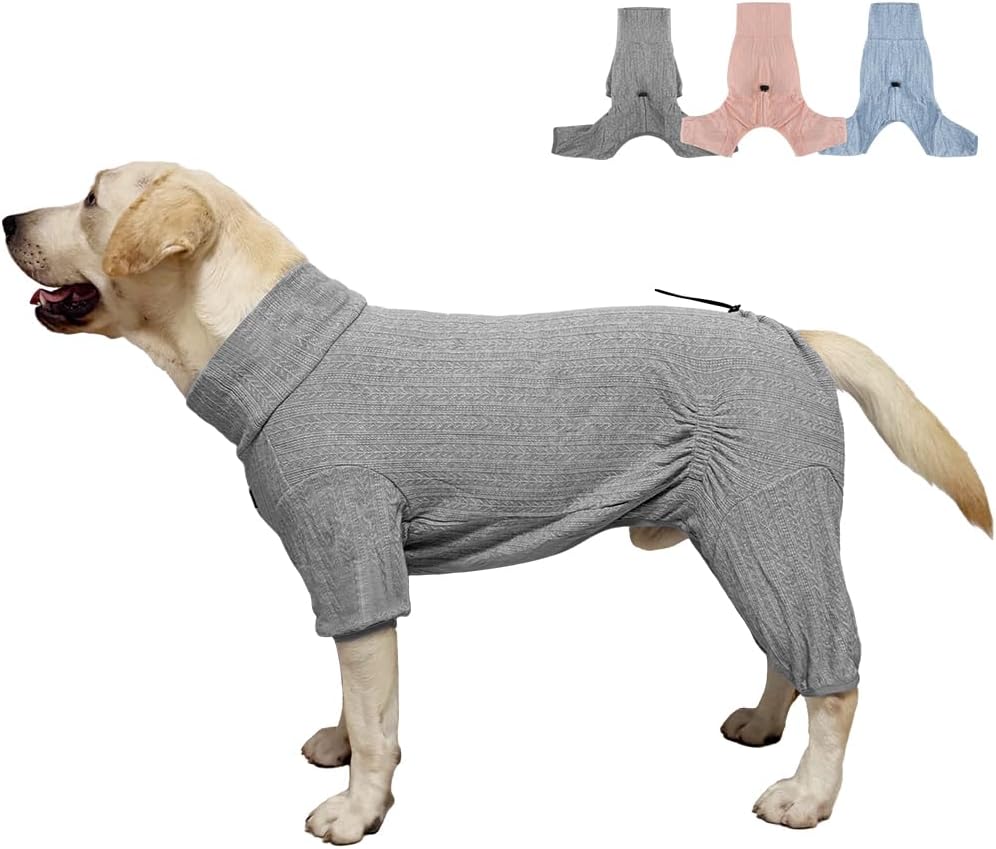 Dog Pyjamas PJS Sweater Clothing and Loungewear Suitable for Medium to Large Breeds of Dogs, Neutering Suits, Extra-Large Stretch Fabric, Four-Legged Dogs Clothes Pyjamas (Sweater Gray, 4XL)