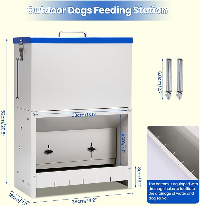 22lbs Gravity Dog Feeder - Automatic Dog Feeder Large Breed | Dog Food Dispenser,Adjustable Feeding Speed,Two Installation Method,Solid Material, Viewing Window Design,for Cat Dog