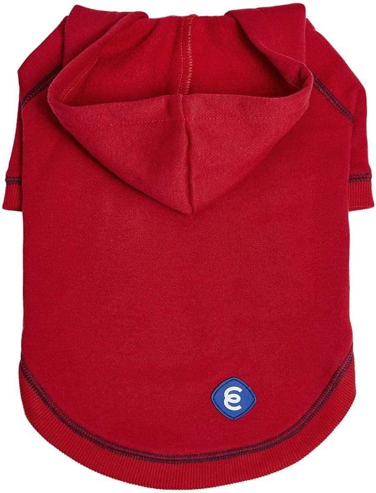 Blueberry Pet Essentials Dog Hoodie – 20 inch, Cotton‑Blend Sweatshirt with Hood, Red, Machine‑Washable Small‑Dog Jersey
