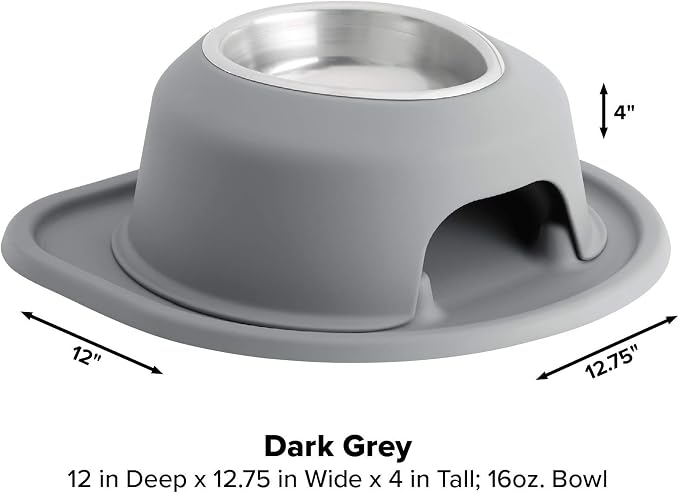 WeatherTech Single High Pet Feeding System - Raised Dog/Cat Bowl - 4" High Stand Dark Grey (SH1604DGDG)