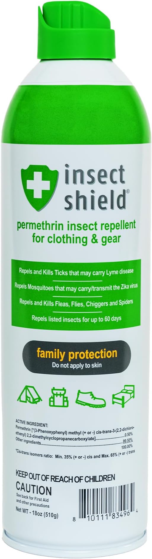 Insect Shield Premium Permethrin Spray - Tick, Flea, Fly, Mosquito, Chigger, Spider & Bed Bug Repellent for Clothing, Gear, Furniture, & Tents, Lasts up to 60 Days, Clear, 18 Oz Aerosol