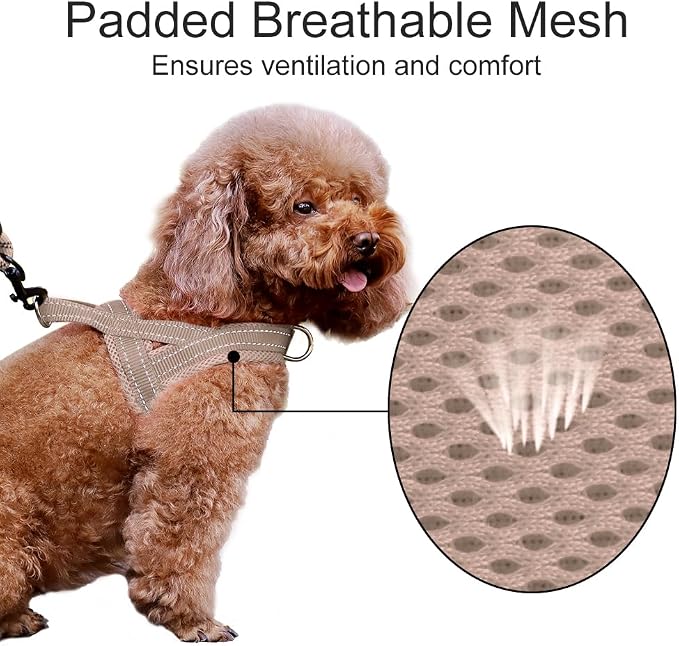 Plutus Pet No Pull Dog Harness for Large Dogs, Breathable Mesh Padded | Adjustable Reflective with Handle, Escape Proof, Quick Fit Pet Vest, Front Clip, for Training and Walking, Beige, XL