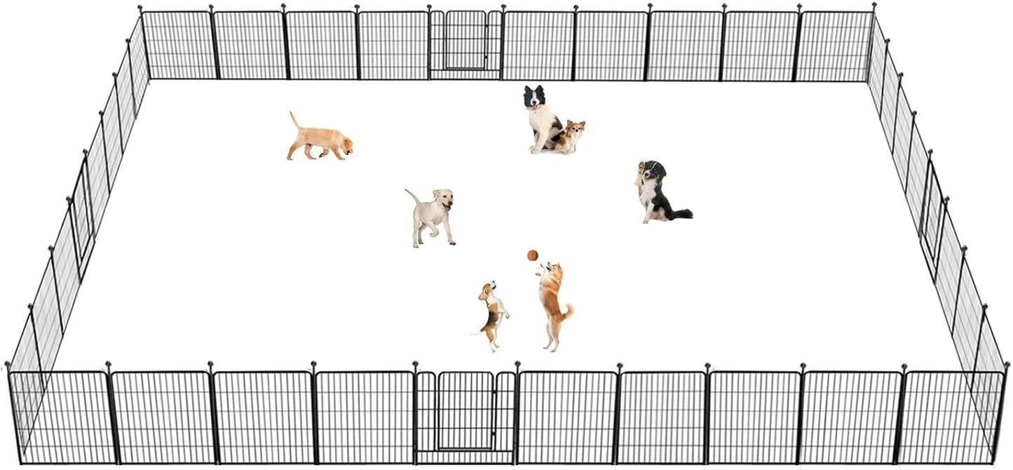 Dog Playpen 32 inch 30 Panels Indoor Outdoor Dog Pen for Medium/Small Dogs Heavy Duty Metal Dog Fence Outdoor for Yard, Puppy Playpen with Door Portable Pet Fence for RV Camping Yard
