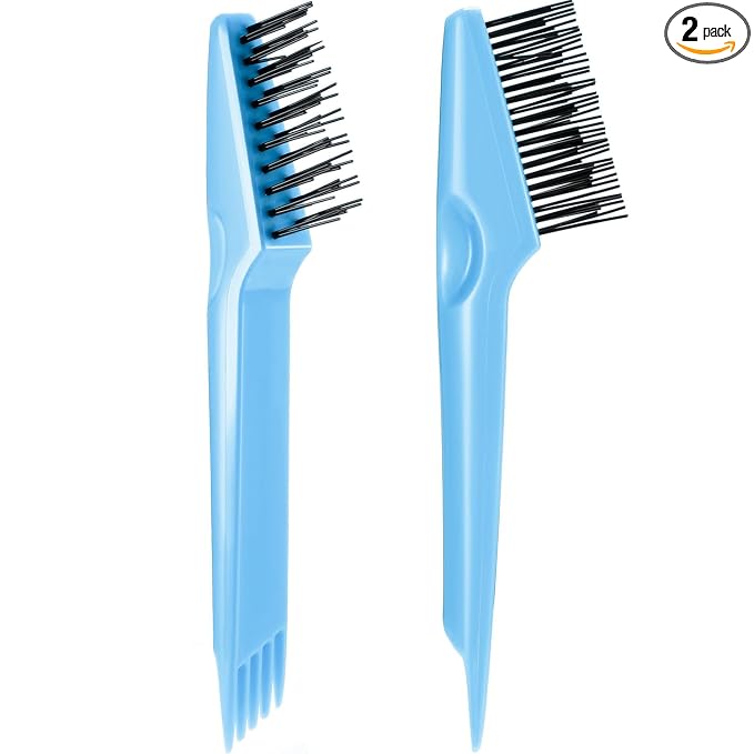 Yaomiao 2 Pcs Hair Brush Cleaner Tool 2-in-1, Light Blue Hairbrush Cleaner for Removing Hair Dust, Mini Comb for Removing Dirt, Home Salon Use