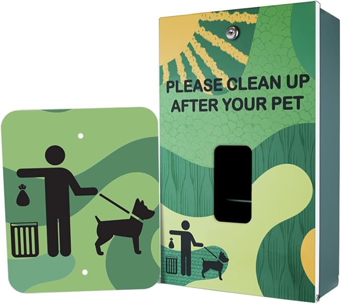 ZERO WASTE USA - Aluminum Dog Waste Station - Green Land Abstract | Green | DISPENSE-ART™ UV printed aluminum station with MittN™ mitten bags, 25% more dispenser storage, commercial outdoor design